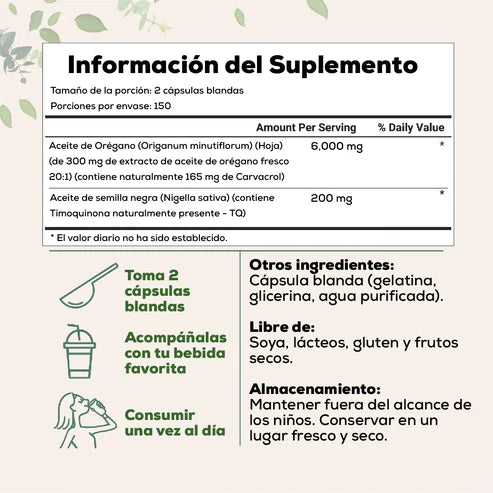 Aceite de Orégano en Cápsulas - Aceite de Semilla Negra